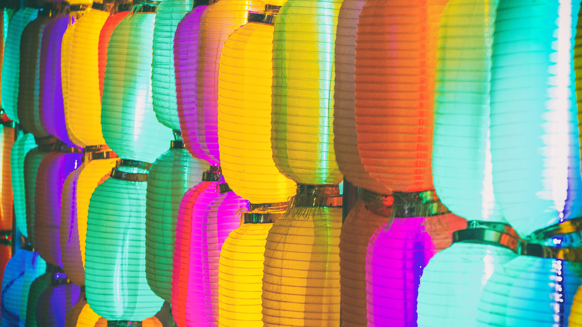 Colourful paper lanterns.